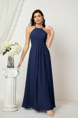 Baoleely Chiffon Halter Bridesmaid Dresses Long A-Line Formal Evening Dress 2805