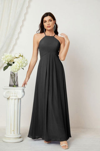 Baoleely Chiffon Halter Bridesmaid Dresses Long A-Line Formal Evening Dress 2805