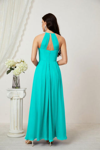 Baoleely Chiffon Halter Bridesmaid Dresses Long A-Line Formal Evening Dress 2805