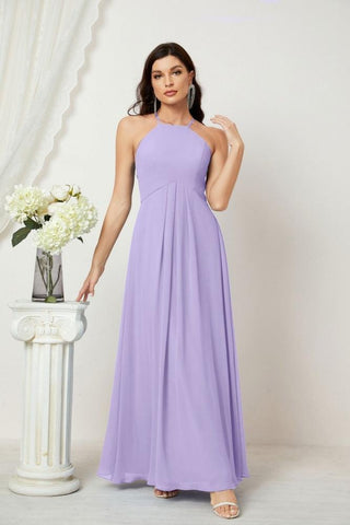 Baoleely Chiffon Halter Bridesmaid Dresses Long A-Line Formal Evening Dress 2805