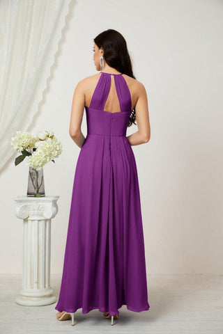 Baoleely Chiffon Halter Bridesmaid Dresses Long A-Line Formal Evening Dress 2805