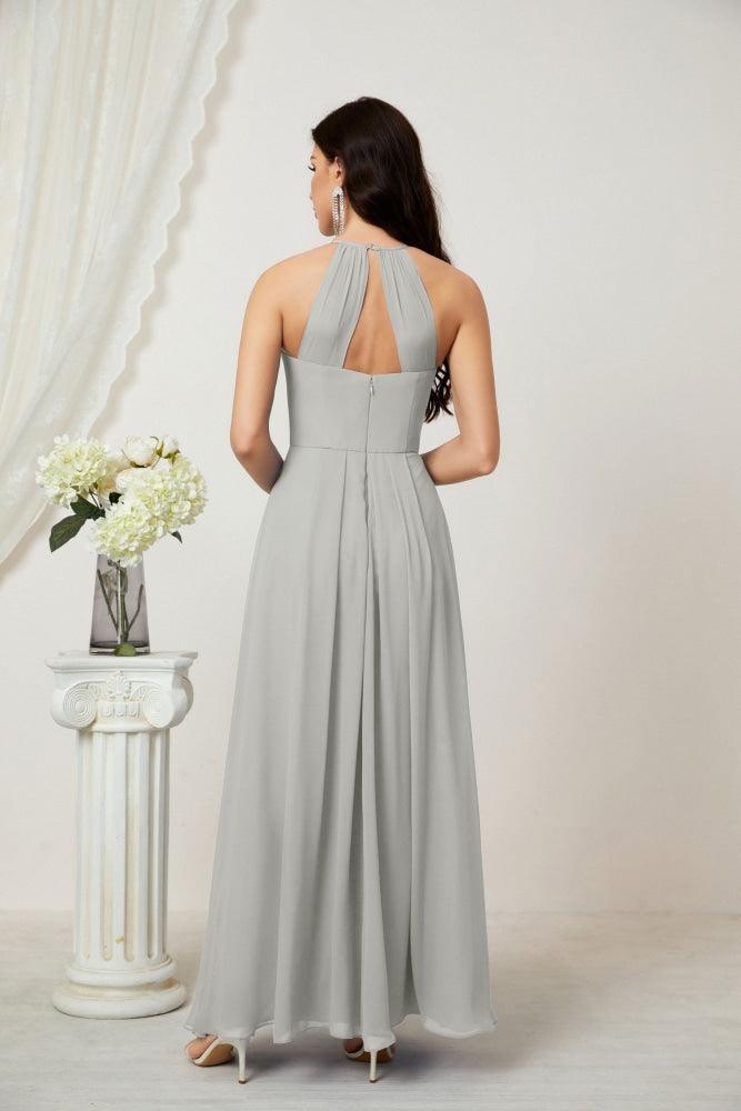 Numbersea Chiffon Halter Bridesmaid Dresses Long A-Line Formal Evening Dress 2805