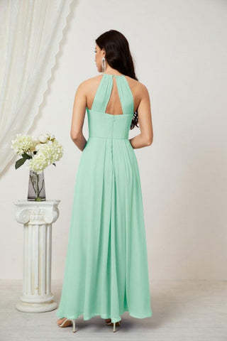 Baoleely Chiffon Halter Bridesmaid Dresses Long A-Line Formal Evening Dress 2805