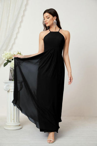 Baoleely Chiffon Halter Bridesmaid Dresses Long A-Line Formal Evening Dress 2805