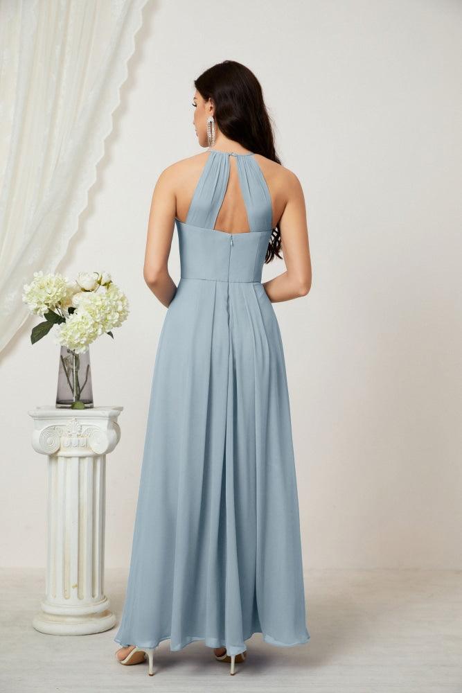 Numbersea Chiffon Halter Bridesmaid Dresses Long A-Line Formal Evening Dress 2805