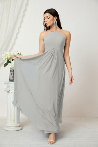 Baoleely Chiffon Halter Bridesmaid Dresses Long A-Line Formal Evening Dress 2805