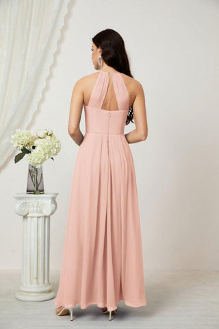 Baoleely Chiffon Halter Bridesmaid Dresses Long A-Line Formal Evening Dress 2805