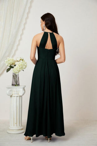 Baoleely Chiffon Halter Bridesmaid Dresses Long A-Line Formal Evening Dress 2805