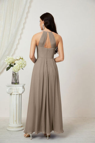 Baoleely Chiffon Halter Bridesmaid Dresses Long A-Line Formal Evening Dress 2805