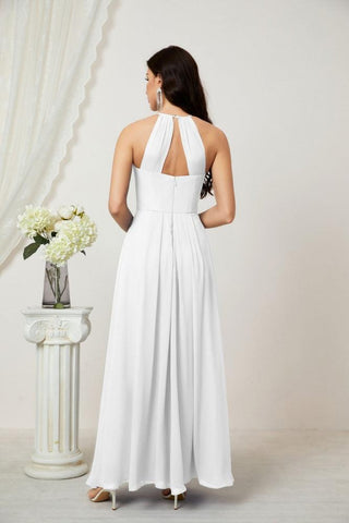 Baoleely Chiffon Halter Bridesmaid Dresses Long A-Line Formal Evening Dress 2805