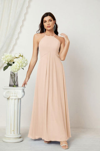 Baoleely Chiffon Halter Bridesmaid Dresses Long A-Line Formal Evening Dress 2805