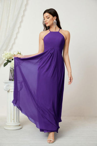 Baoleely Chiffon Halter Bridesmaid Dresses Long A-Line Formal Evening Dress 2805
