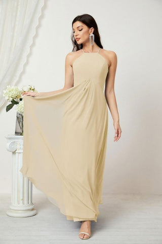 Baoleely Chiffon Halter Bridesmaid Dresses Long A-Line Formal Evening Dress 2805