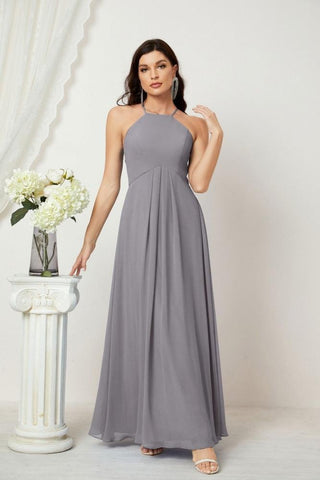 Baoleely Chiffon Halter Bridesmaid Dresses Long A-Line Formal Evening Dress 2805
