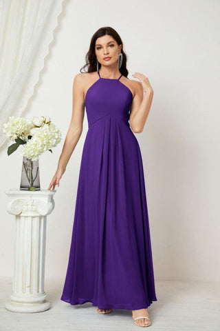 Baoleely Chiffon Halter Bridesmaid Dresses Long A-Line Formal Evening Dress 2805
