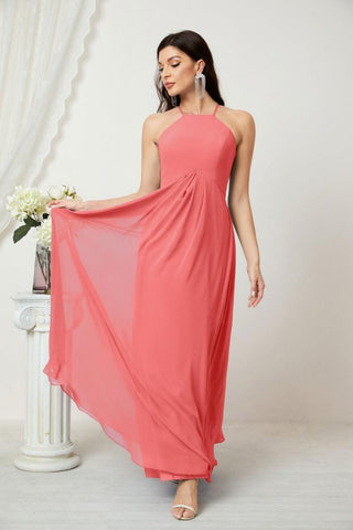 Baoleely Chiffon Halter Bridesmaid Dresses Long A-Line Formal Evening Dress 2805