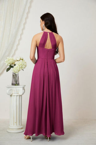 Baoleely Chiffon Halter Bridesmaid Dresses Long A-Line Formal Evening Dress 2805