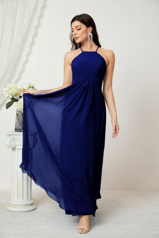 Baoleely Chiffon Halter Bridesmaid Dresses Long A-Line Formal Evening Dress 2805