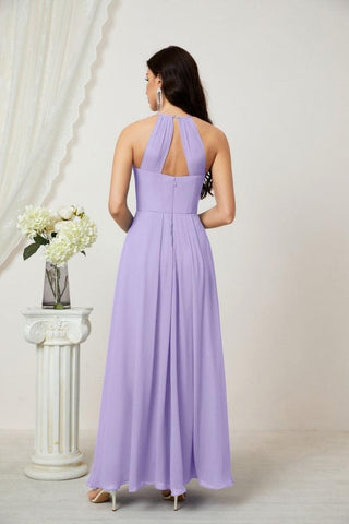 Baoleely Chiffon Halter Bridesmaid Dresses Long A-Line Formal Evening Dress 2805