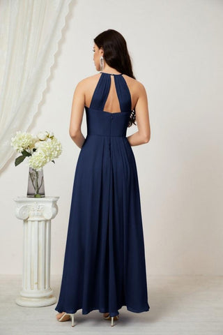 Baoleely Chiffon Halter Bridesmaid Dresses Long A-Line Formal Evening Dress 2805