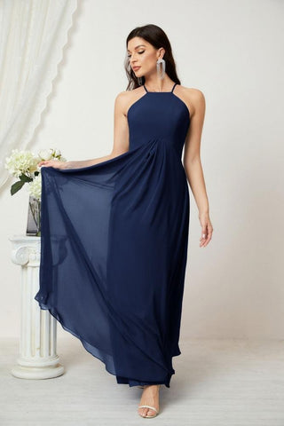 Baoleely Chiffon Halter Bridesmaid Dresses Long A-Line Formal Evening Dress 2805