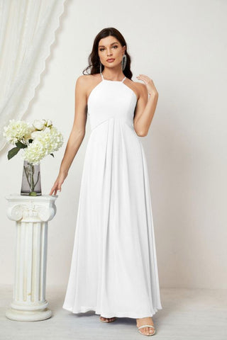 Baoleely Chiffon Halter Bridesmaid Dresses Long A-Line Formal Evening Dress 2805