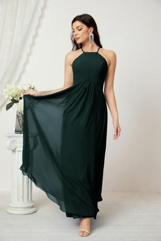Baoleely Chiffon Halter Bridesmaid Dresses Long A-Line Formal Evening Dress 2805