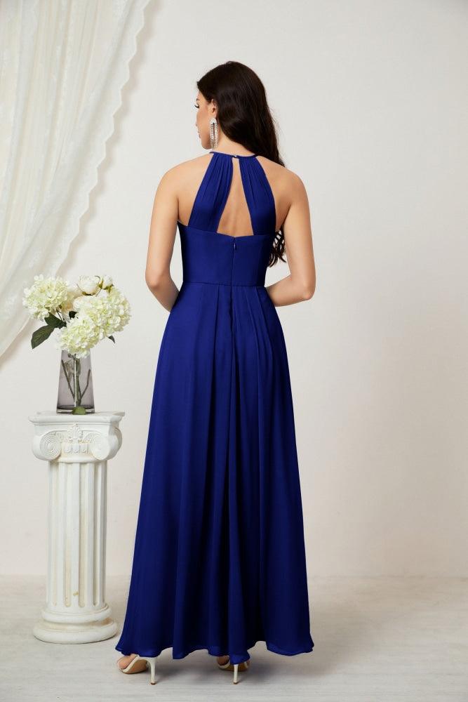 Numbersea Chiffon Halter Bridesmaid Dresses Long A-Line Formal Evening Dress 2805