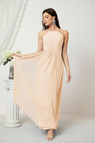 Baoleely Chiffon Halter Bridesmaid Dresses Long A-Line Formal Evening Dress 2805
