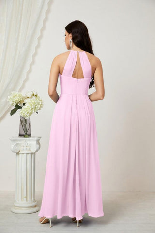 Baoleely Chiffon Halter Bridesmaid Dresses Long A-Line Formal Evening Dress 2805