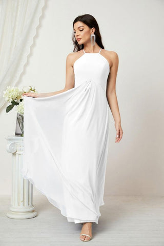 Baoleely Chiffon Halter Bridesmaid Dresses Long A-Line Formal Evening Dress 2805