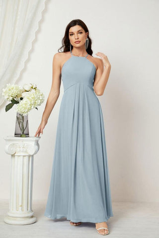 Baoleely Chiffon Halter Bridesmaid Dresses Long A-Line Formal Evening Dress 2805