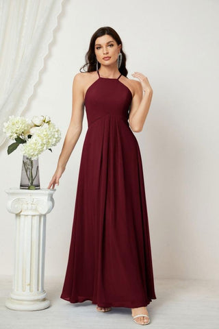 Baoleely Chiffon Halter Bridesmaid Dresses Long A-Line Formal Evening Dress 2805