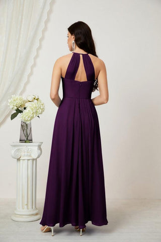 Baoleely Chiffon Halter Bridesmaid Dresses Long A-Line Formal Evening Dress 2805