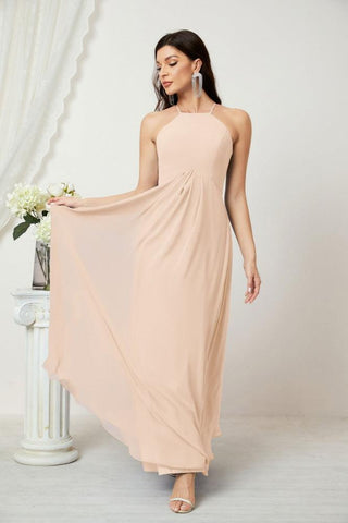 Baoleely Chiffon Halter Bridesmaid Dresses Long A-Line Formal Evening Dress 2805