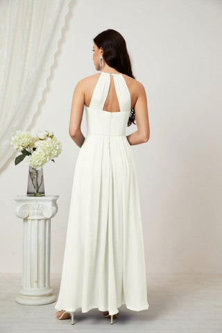 Baoleely Chiffon Halter Bridesmaid Dresses Long A-Line Formal Evening Dress 2805