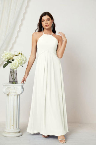 Baoleely Chiffon Halter Bridesmaid Dresses Long A-Line Formal Evening Dress 2805