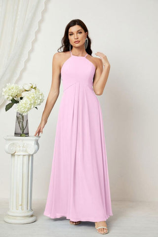 Baoleely Chiffon Halter Bridesmaid Dresses Long A-Line Formal Evening Dress 2805