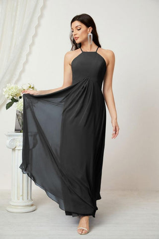 Baoleely Chiffon Halter Bridesmaid Dresses Long A-Line Formal Evening Dress 2805