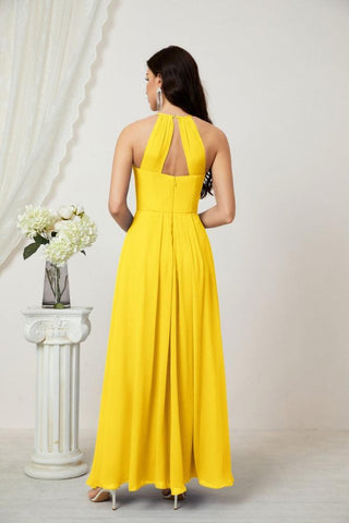 Baoleely Chiffon Halter Bridesmaid Dresses Long A-Line Formal Evening Dress 2805