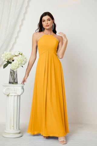 Baoleely Chiffon Halter Bridesmaid Dresses Long A-Line Formal Evening Dress 2805