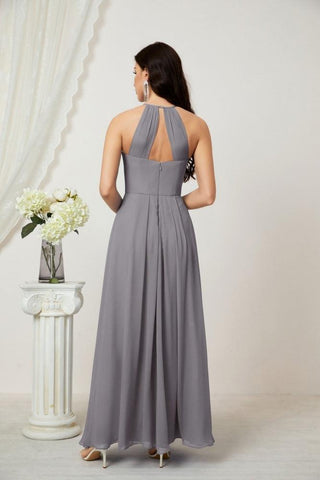 Baoleely Chiffon Halter Bridesmaid Dresses Long A-Line Formal Evening Dress 2805