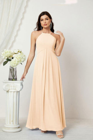 Baoleely Chiffon Halter Bridesmaid Dresses Long A-Line Formal Evening Dress 2805