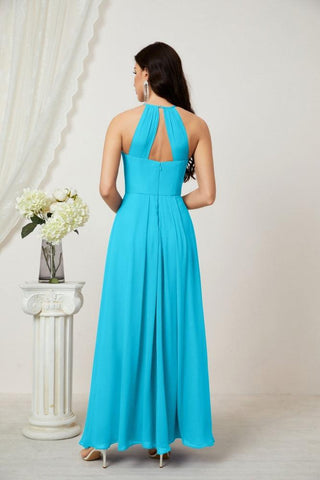 Baoleely Chiffon Halter Bridesmaid Dresses Long A-Line Formal Evening Dress 2805