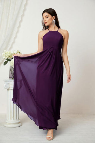 Baoleely Chiffon Halter Bridesmaid Dresses Long A-Line Formal Evening Dress 2805