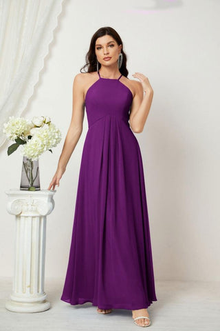 Baoleely Chiffon Halter Bridesmaid Dresses Long A-Line Formal Evening Dress 2805