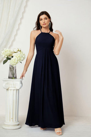 Baoleely Chiffon Halter Bridesmaid Dresses Long A-Line Formal Evening Dress 2805
