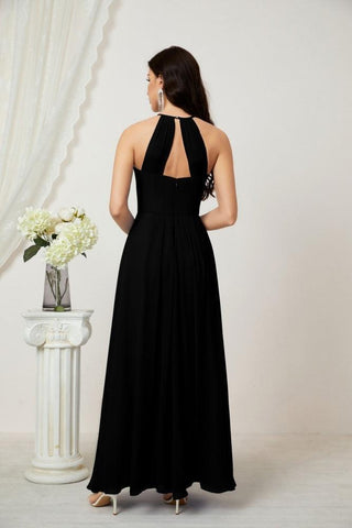 Baoleely Chiffon Halter Bridesmaid Dresses Long A-Line Formal Evening Dress 2805