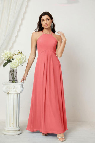 Baoleely Chiffon Halter Bridesmaid Dresses Long A-Line Formal Evening Dress 2805