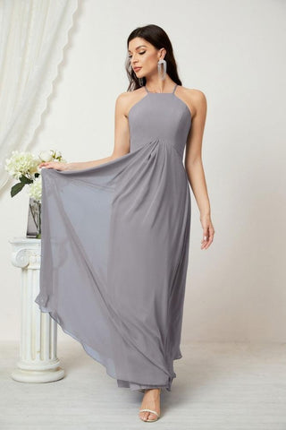 Baoleely Chiffon Halter Bridesmaid Dresses Long A-Line Formal Evening Dress 2805